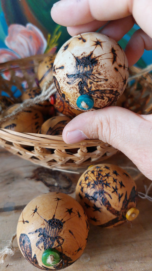 'Wishes' Dandelion Pyrography Baubles