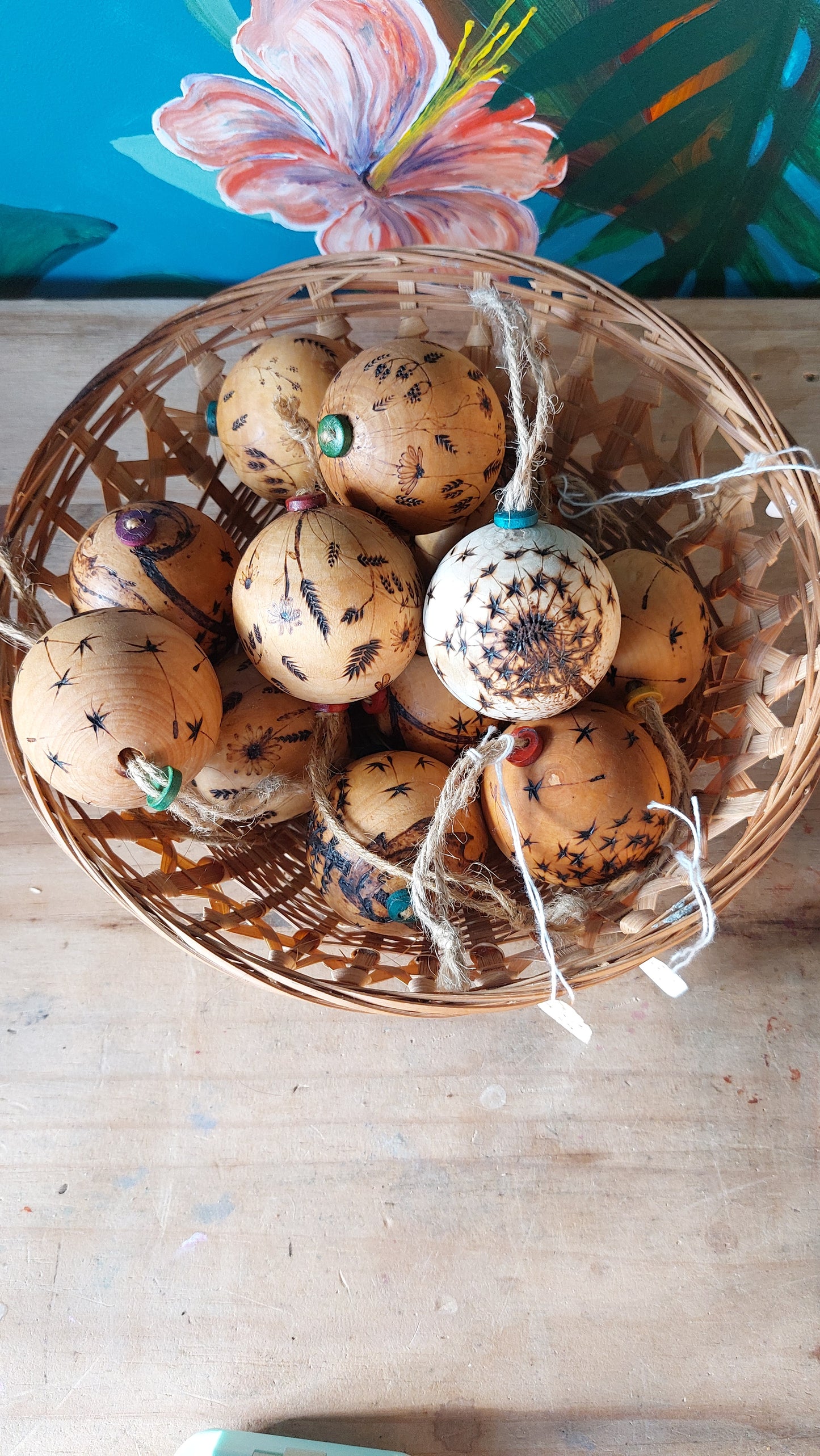 'Wishes' Dandelion Pyrography Baubles