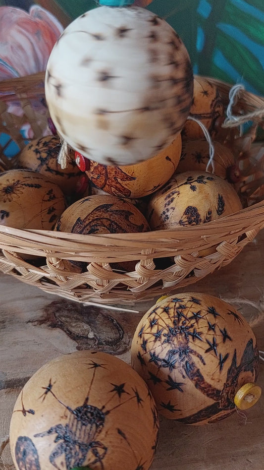 'Wishes' Dandelion Pyrography Baubles