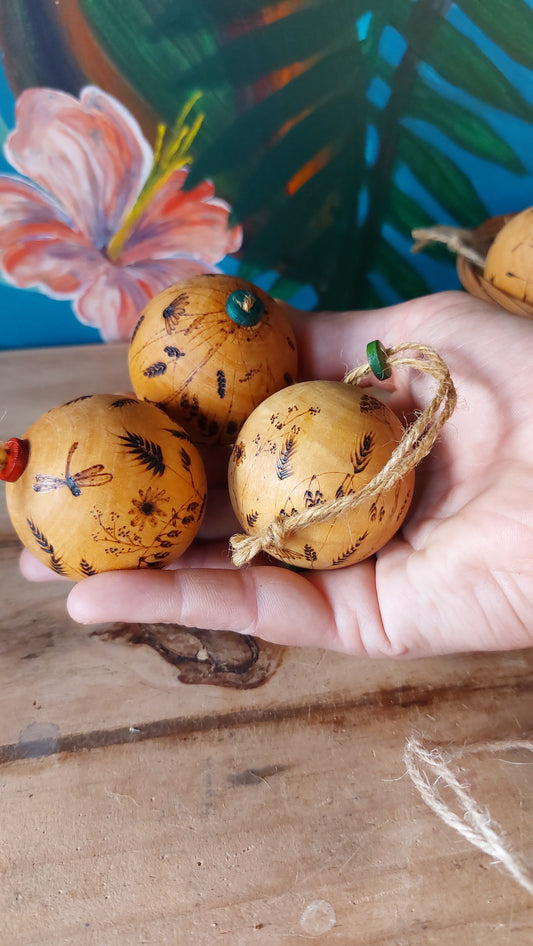 Wildflower Pyrography Baubles