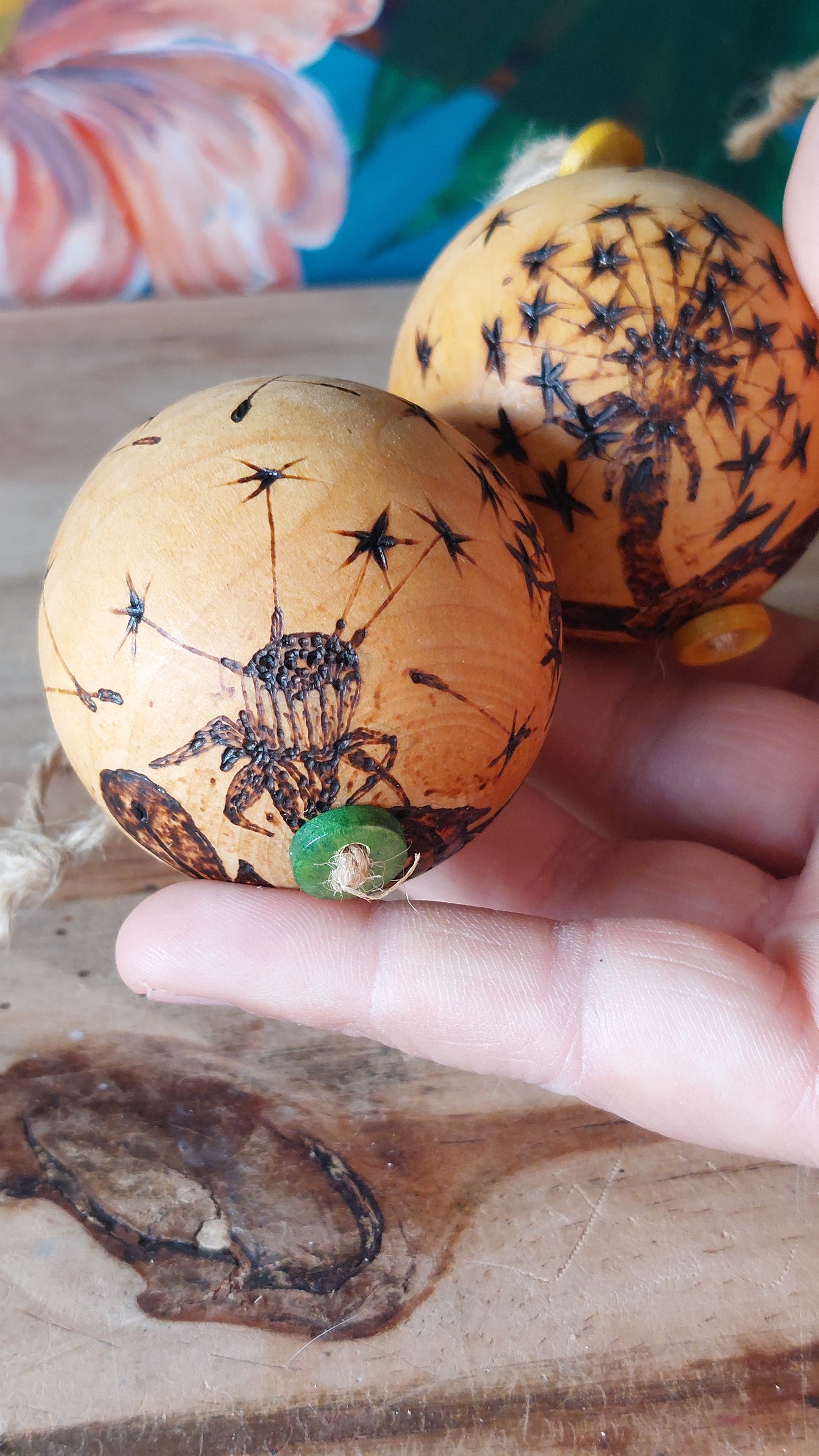 'Wishes' Dandelion Pyrography Baubles
