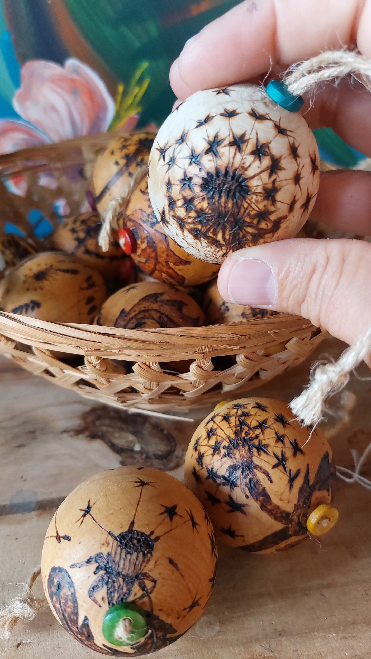 'Wishes' Dandelion Pyrography Baubles
