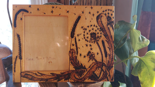 Dandelion 'Wishes' Pyrography Picture frame