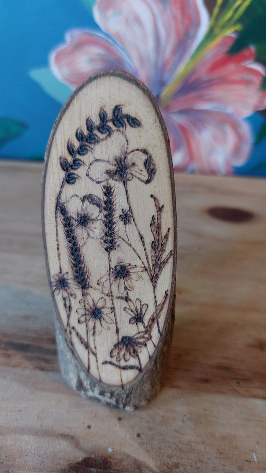Wildflower Meadow Design pyrography Woodcuts (w23)