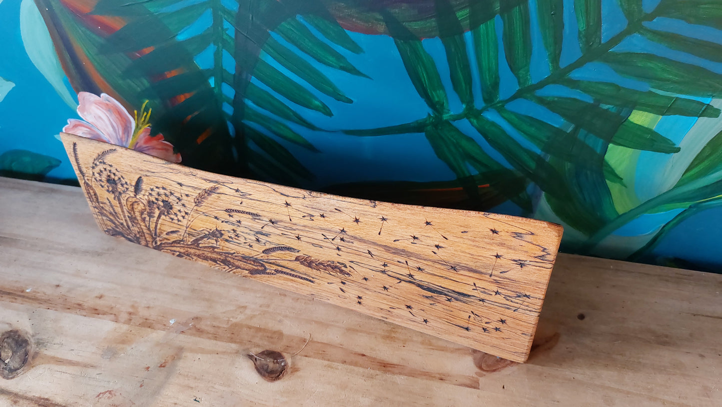 Dandelion Pyrography Woodcut