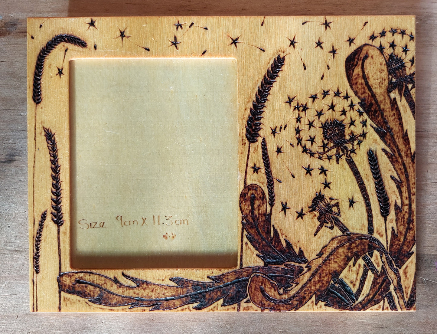 Dandelion 'Wishes' Pyrography Picture frame